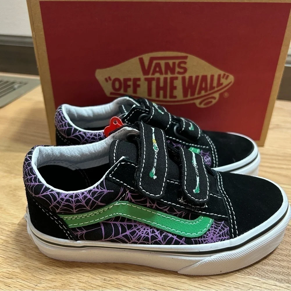 Vans Glow in the Dark Spider Web Sneakers Shoes NEW  Sz 11 Youth Kids Toddler